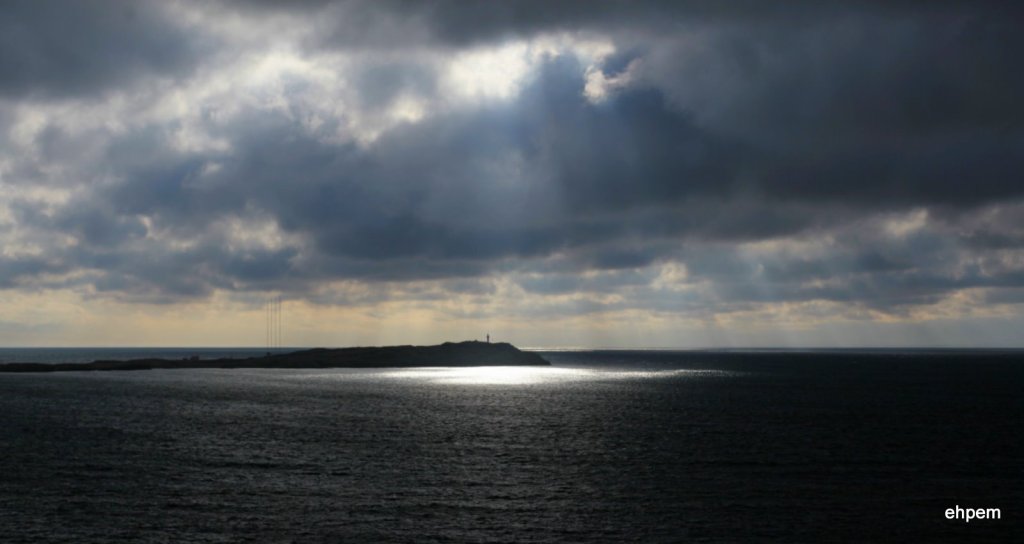 Sun beam on trial island